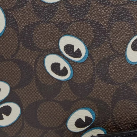 NWT Canteen Crossbody Signature Canvas Graphic Halloween Eyes Purse Bag Leather - Picture 4 of 12